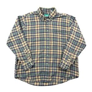Vtg 90s Keeler Bay Flannel Shirt Men Large Plaid Lightweight Button Up Granola